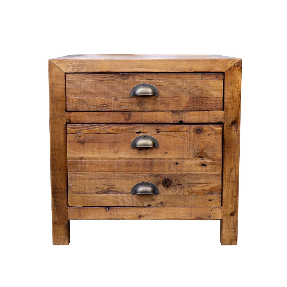 Printmaker Square Side Table - 2 Drawer