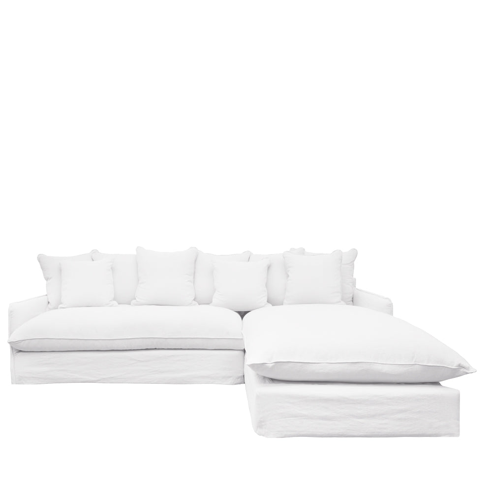 Lotus Slipcover 2.5 seat LH Modular + RH Chaise - White