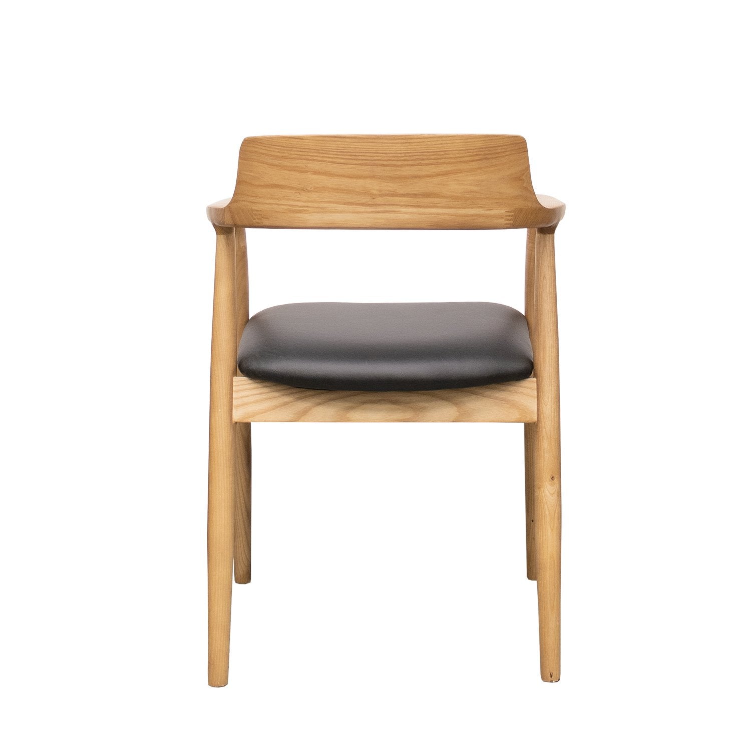 Ealing Dining Chair - Natural Frame/Black Leather