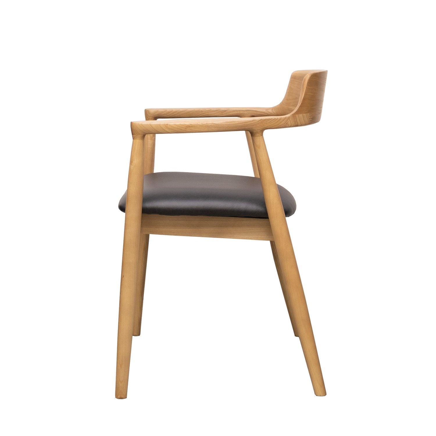 Ealing Dining Chair - Natural Frame/Black Leather