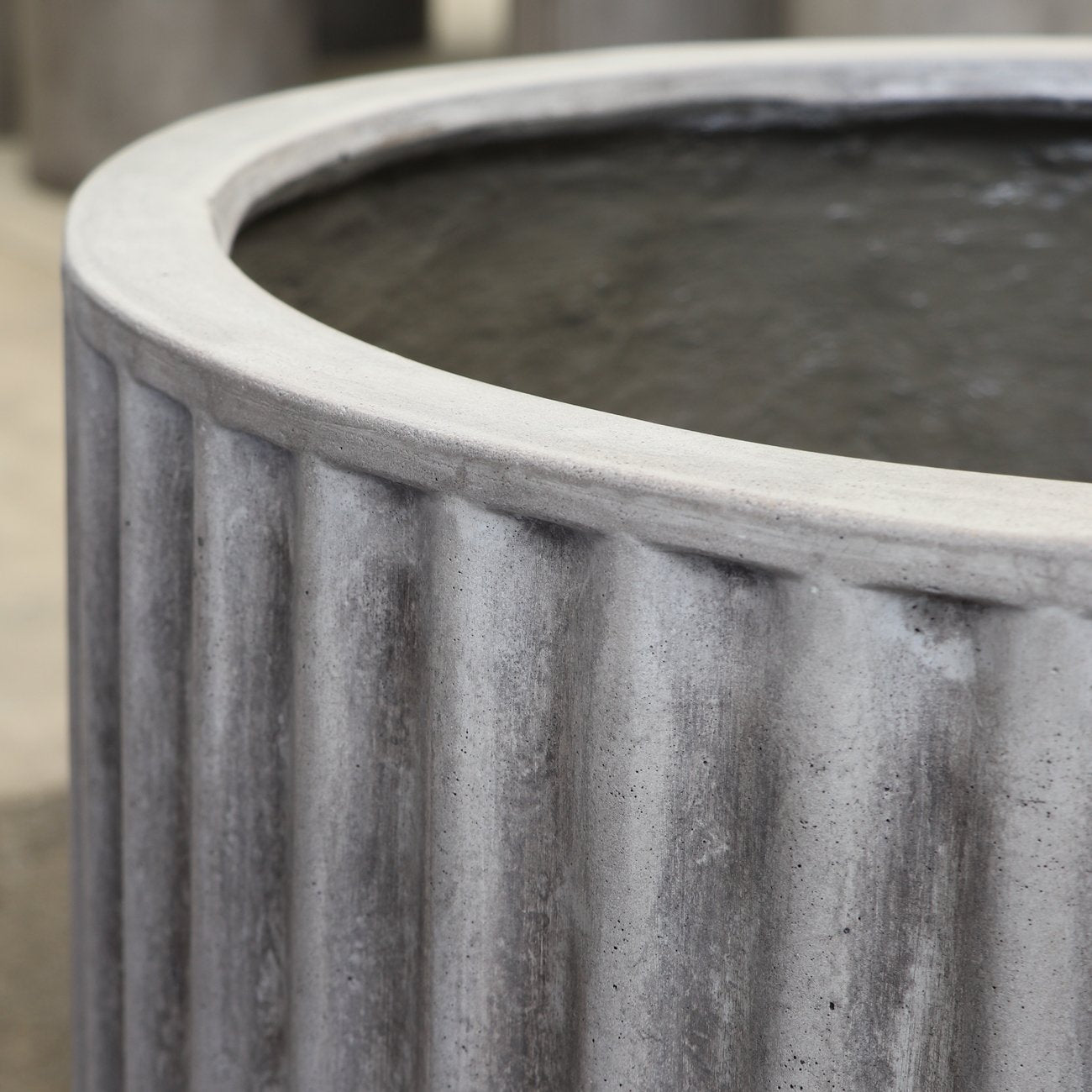 Piako Ribbed Cylinder Planter Medium - Cement