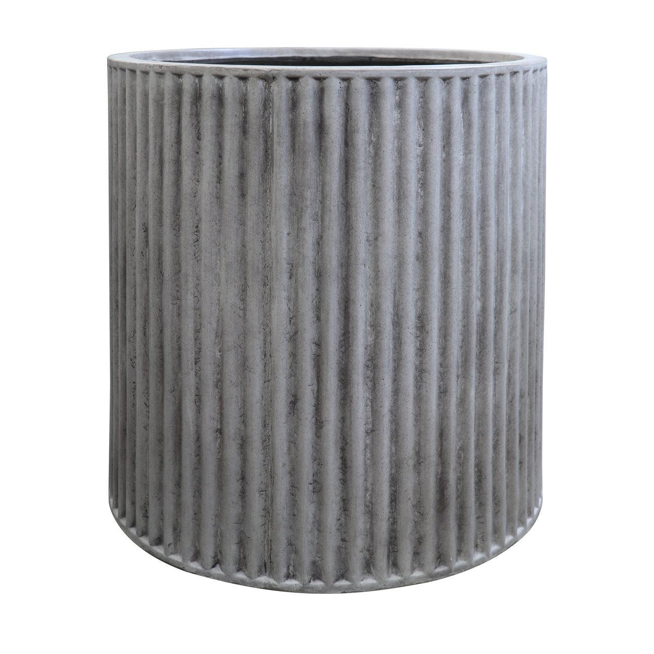 Piako Ribbed Cylinder Planter Large - Cement