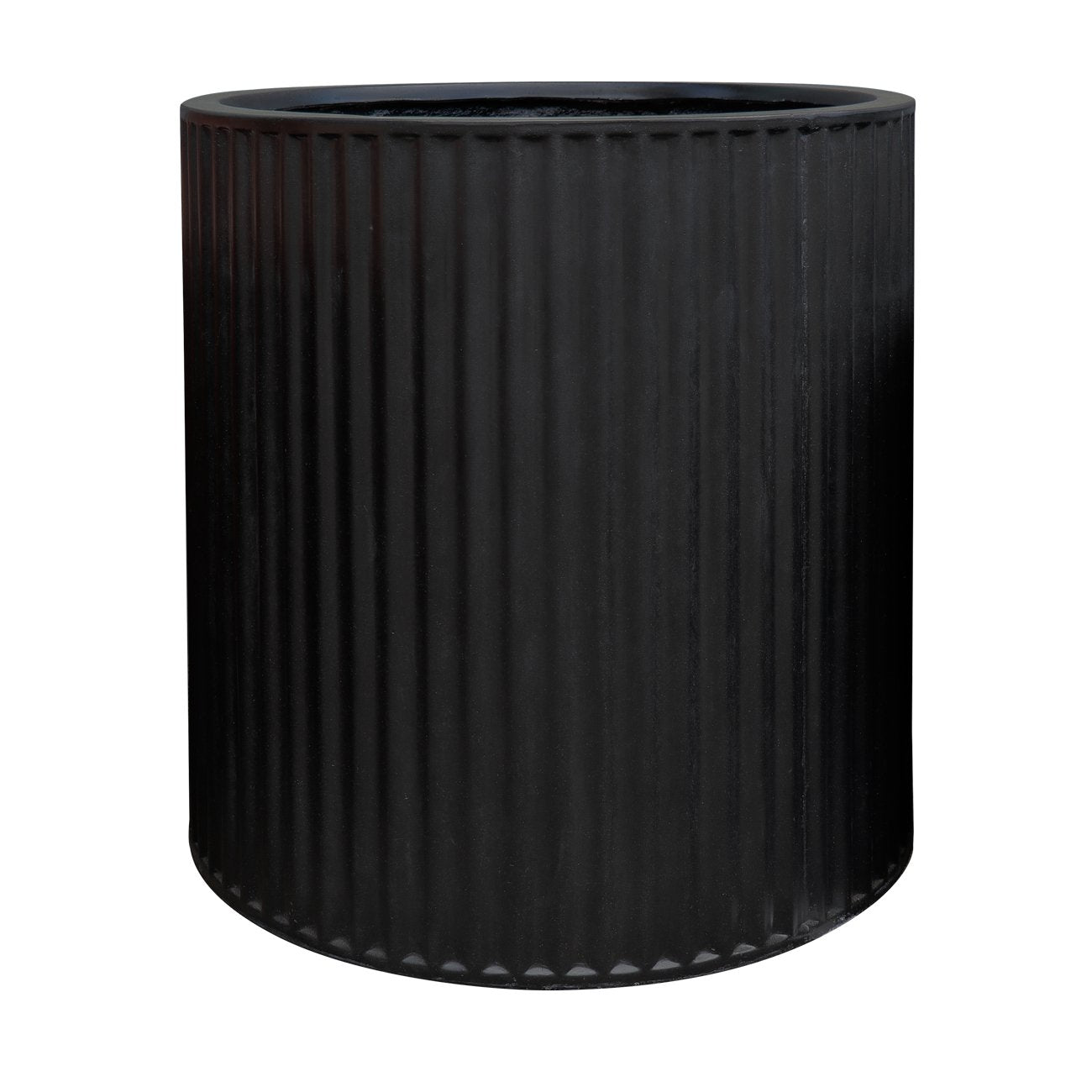 Piako Ribbed Cylinder Planter Large - Black