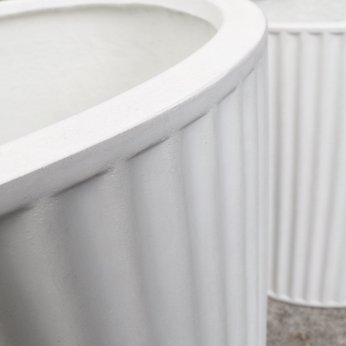 Piako Ribbed Cylinder Planter Small - Chalk