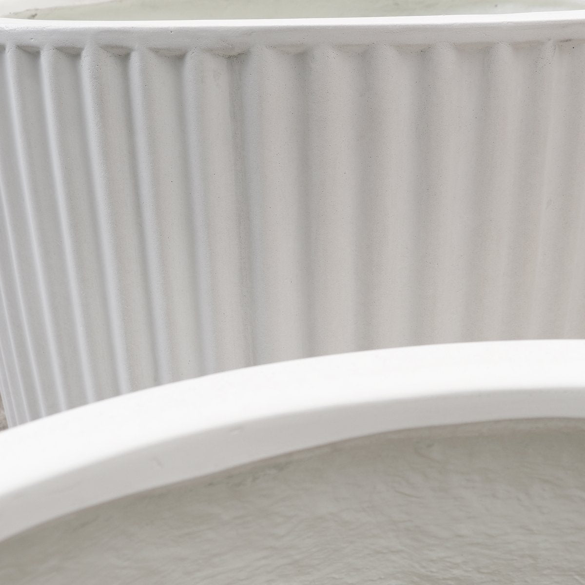 Piako Ribbed Cylinder Planter Large - Chalk