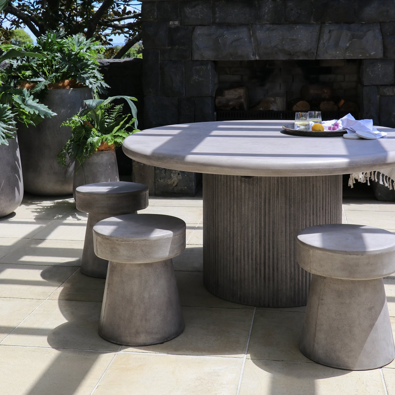Patras Round Concrete Table - 150cm - Grey