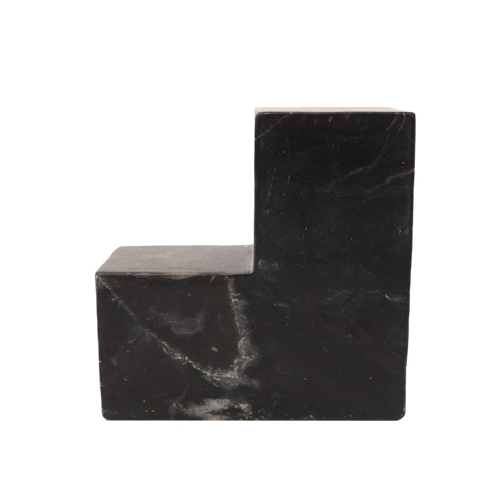 Marble Object L Shape - Black