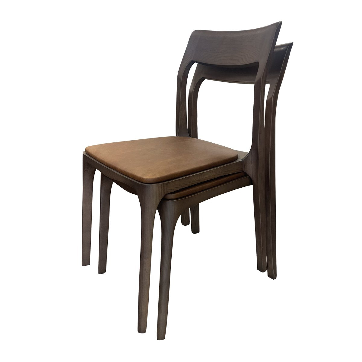 Cooper Stackable Dining Chair - Brown Frame / Brown Leather