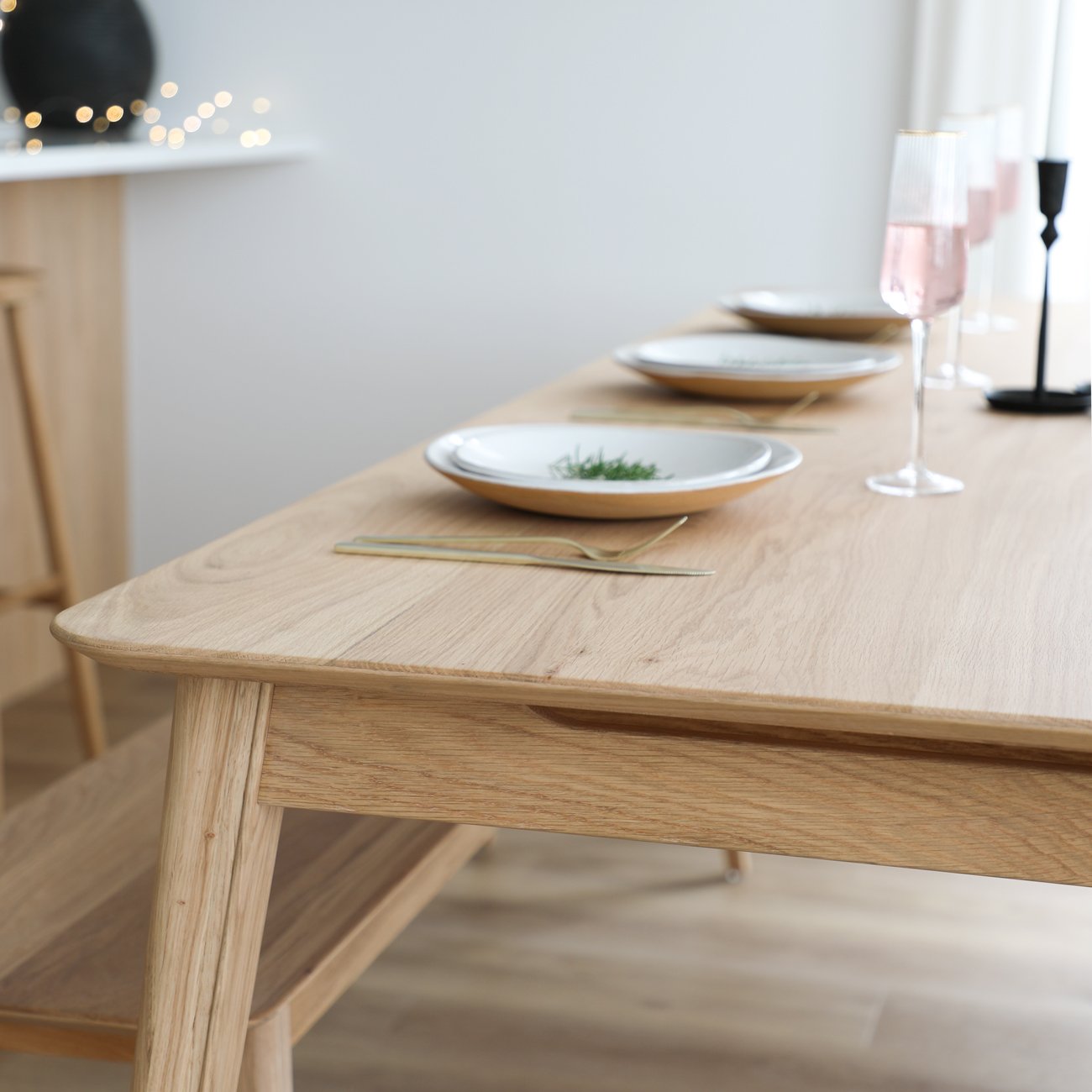 Rokke Dining Table - 220cm - Solid Oak/Natural