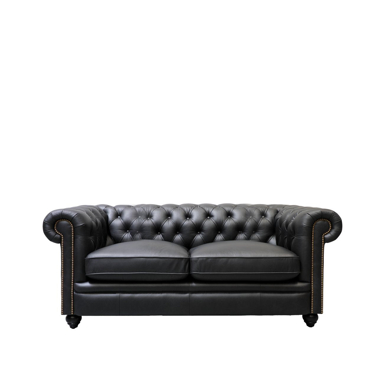 Stanford 2 Seater Chesterfield - Onyx Leather