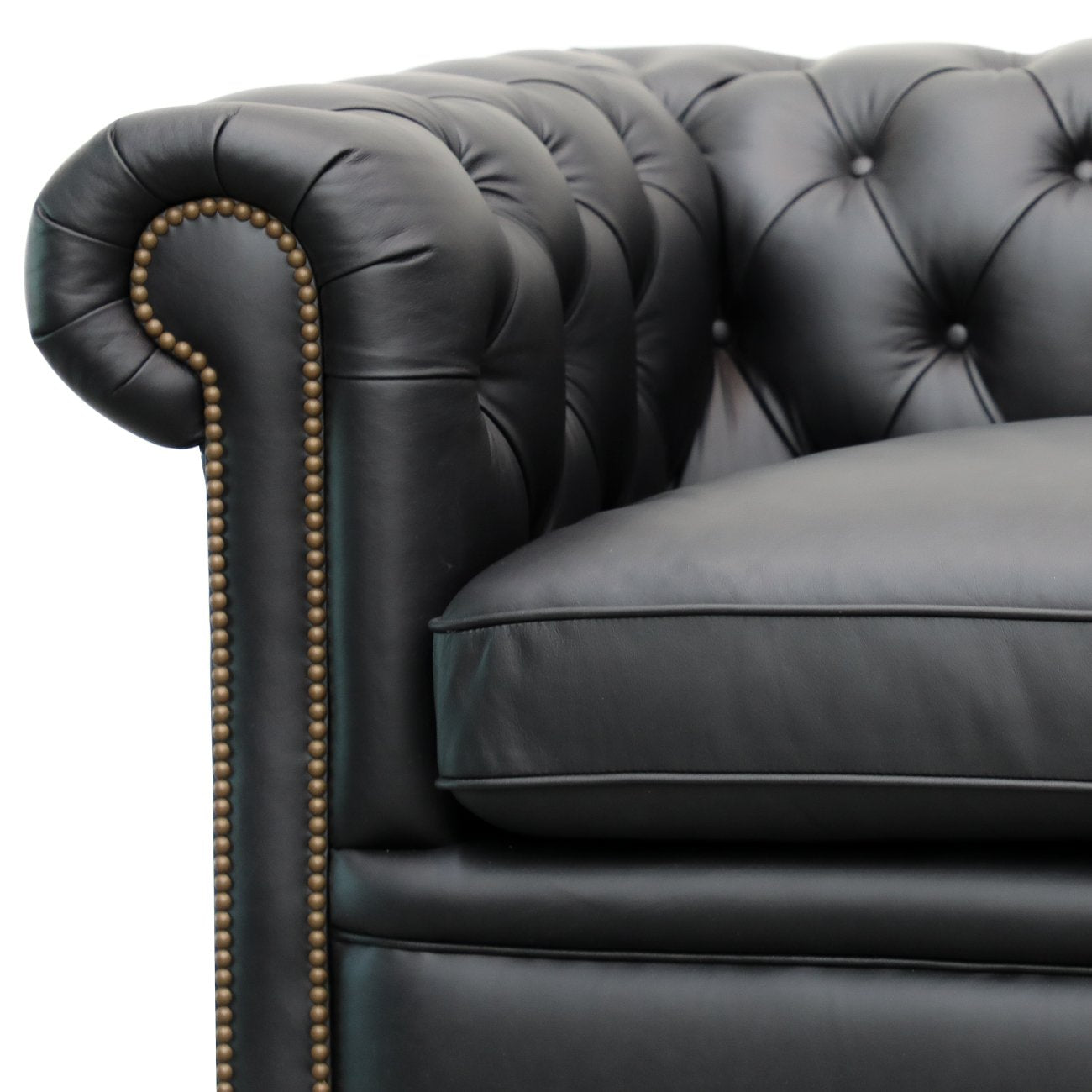 Stanford 4 Seater Chesterfield - Onyx Leather