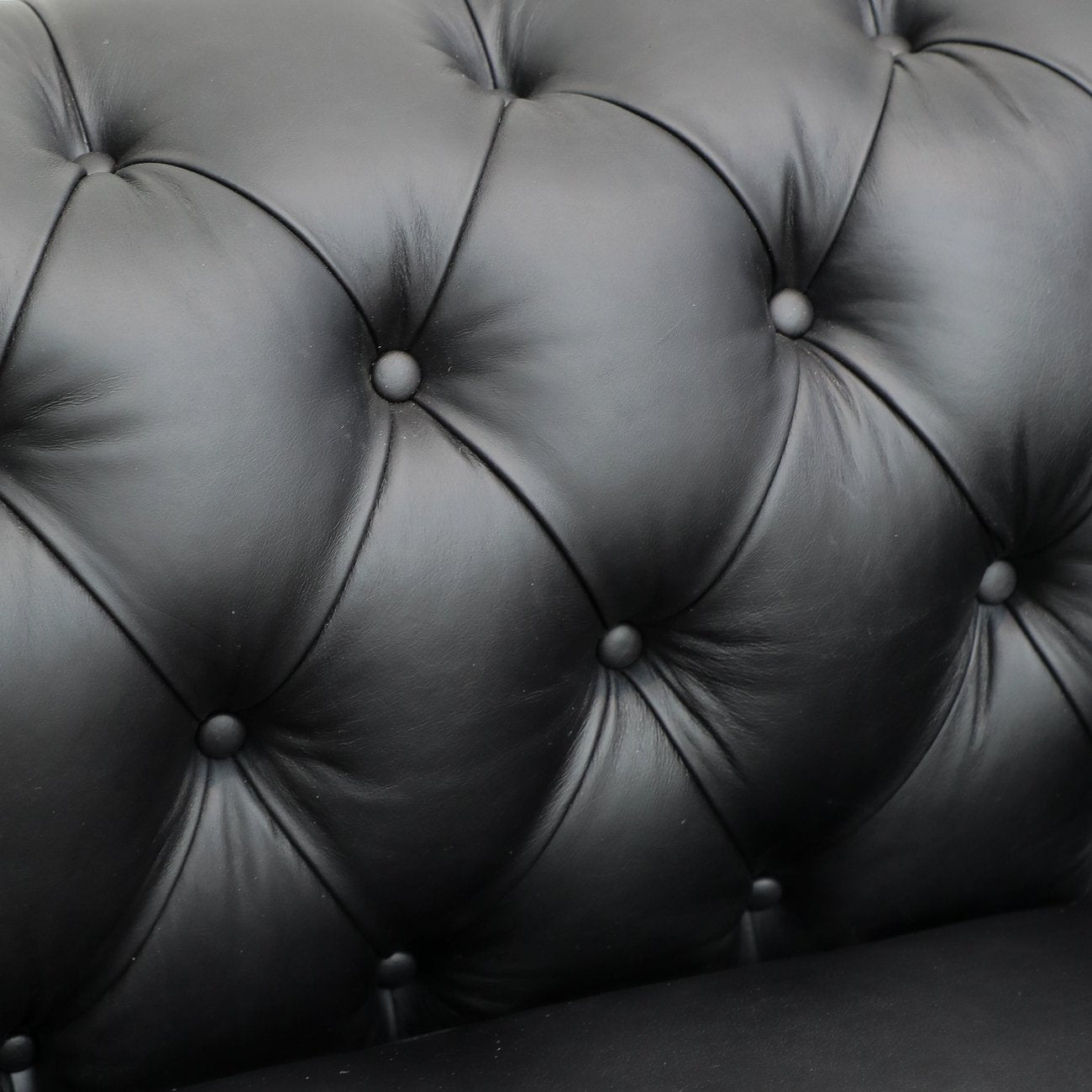 Stanford 4 Seater Chesterfield - Onyx Leather