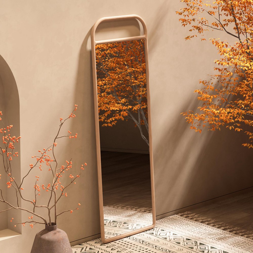 Tera Leaner Mirror - Solid Oak/Natural
