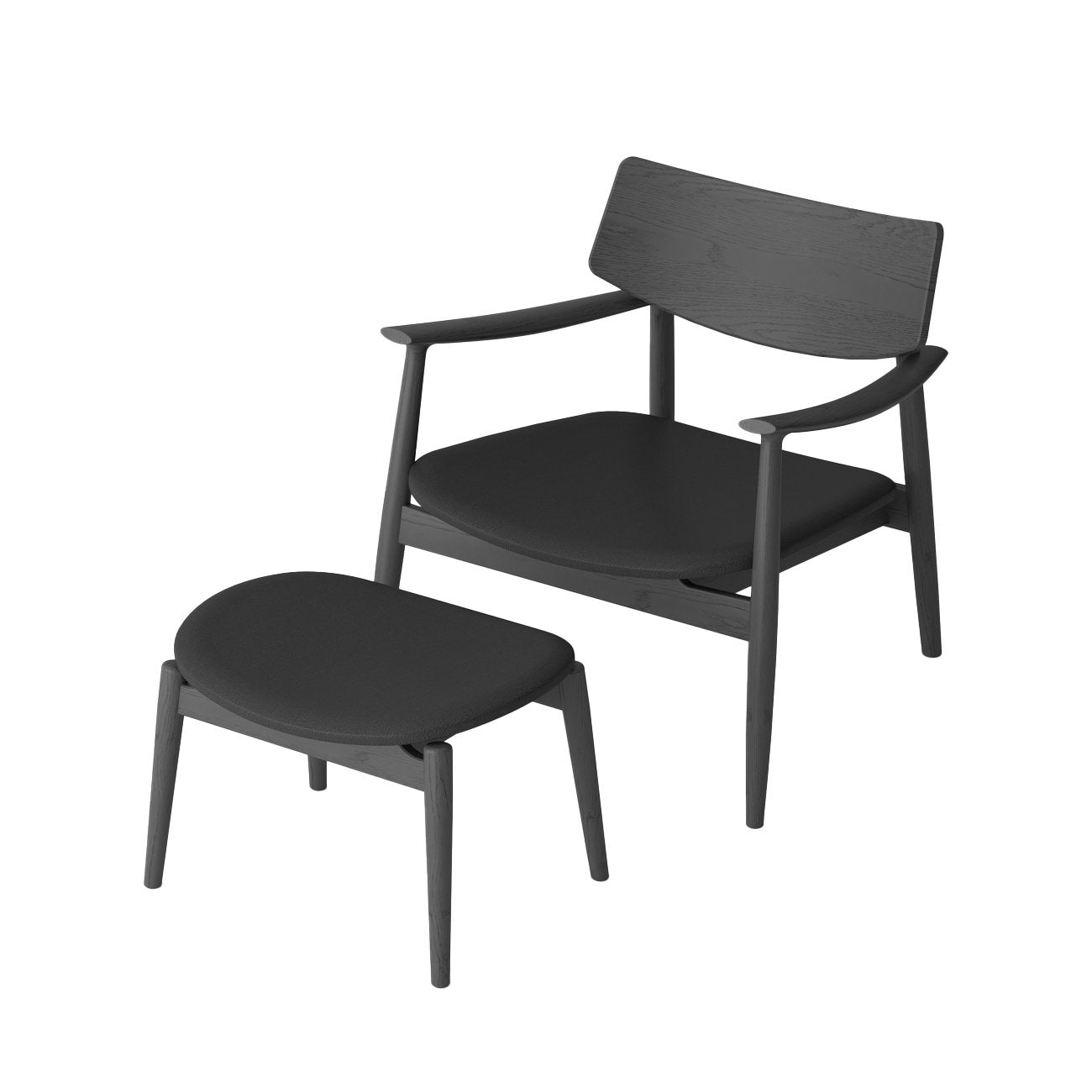 Alta Footstool - Solid Oak/Black with Black Leather