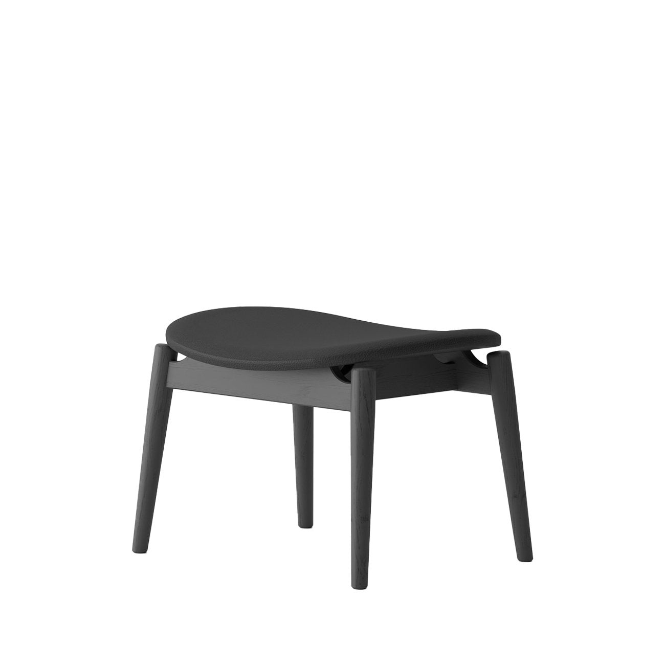 Alta Footstool - Solid Oak/Black with Black Leather