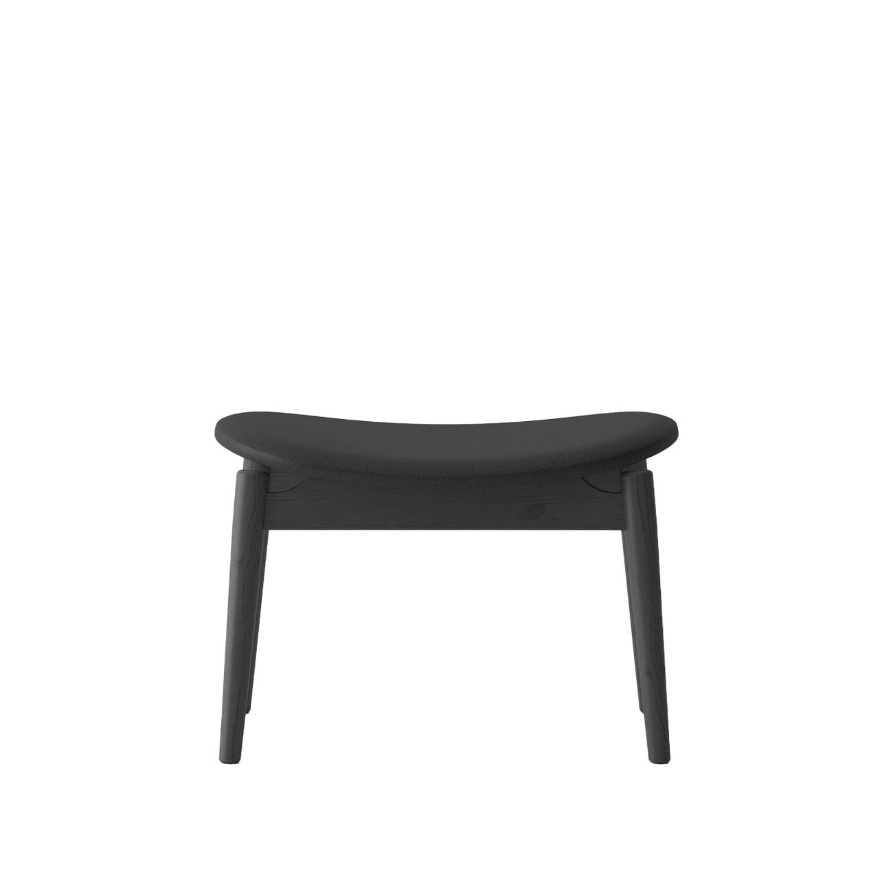 Alta Footstool - Solid Oak/Black with Black Leather