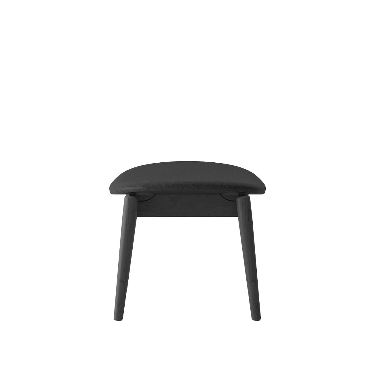 Alta Footstool - Solid Oak/Black with Black Leather