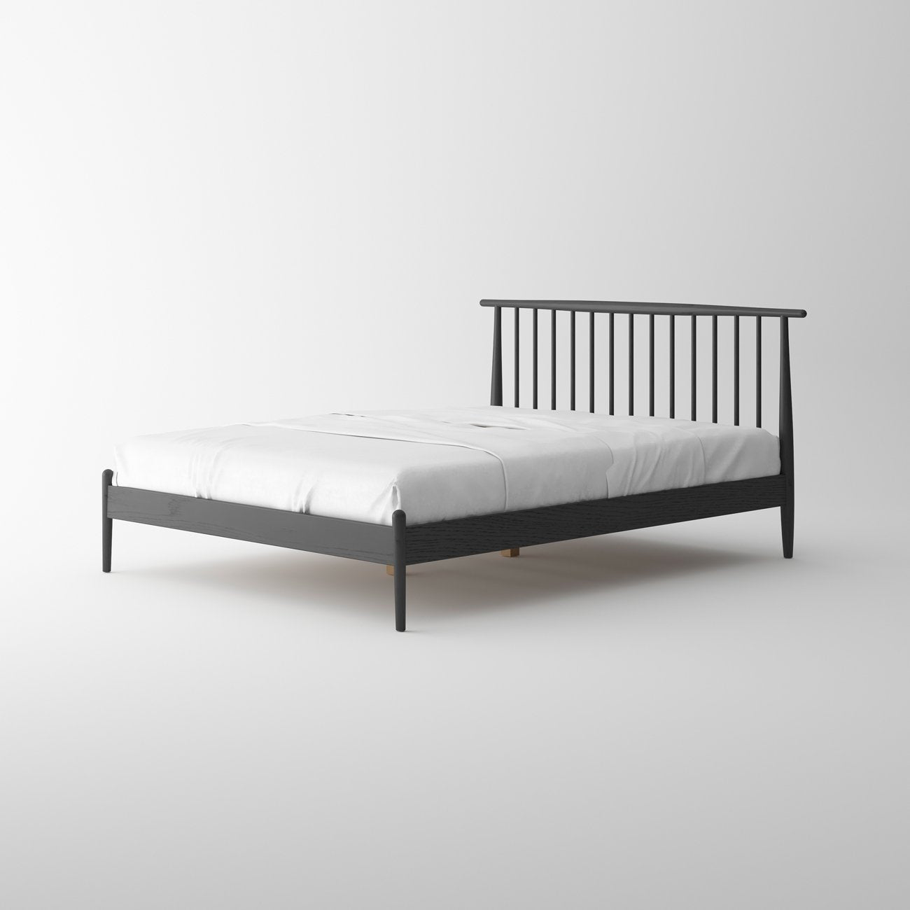 Voss Bed Frame Queen - Solid Oak/Black