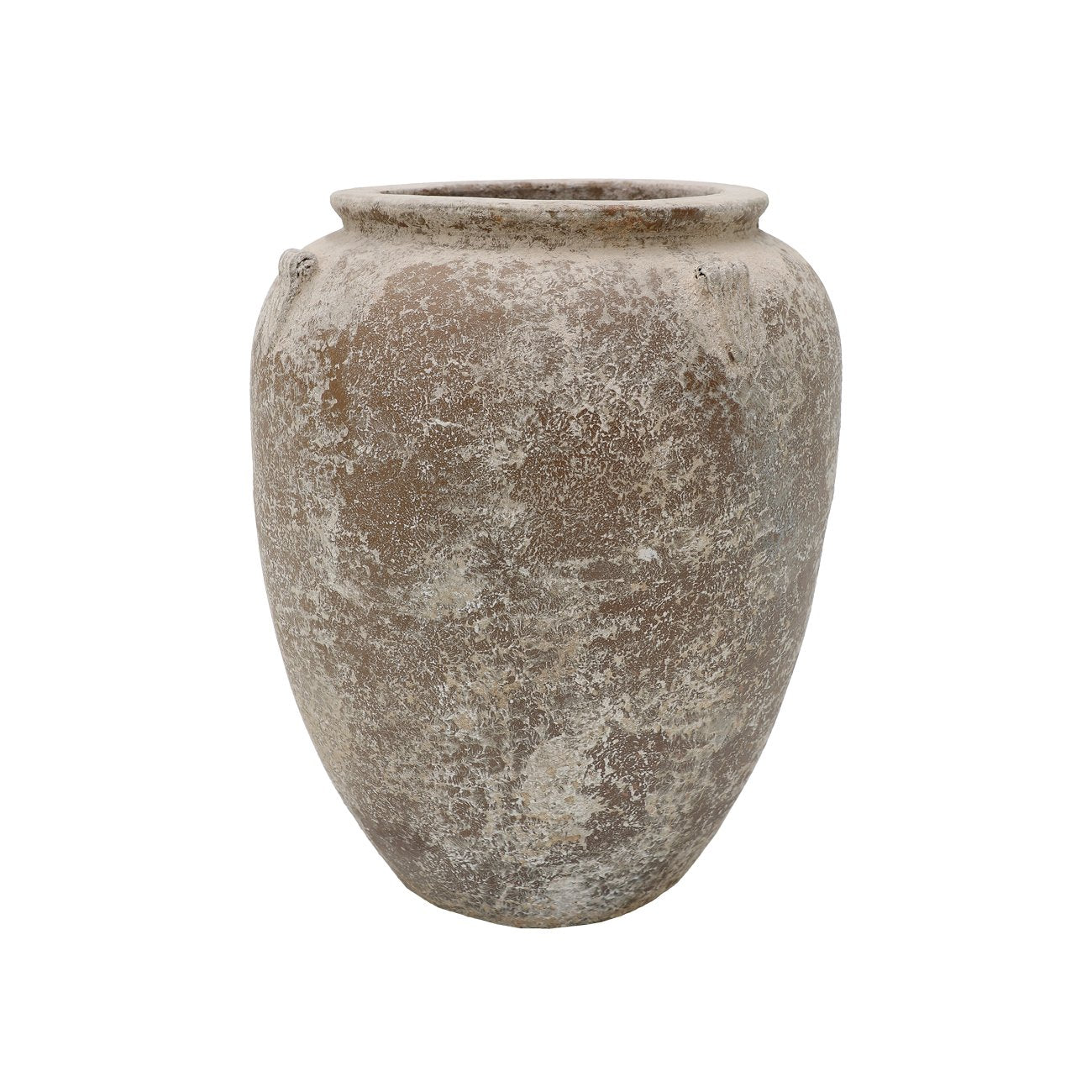 Gaia Planter with Lugs - Weathered Cream Wash - Large