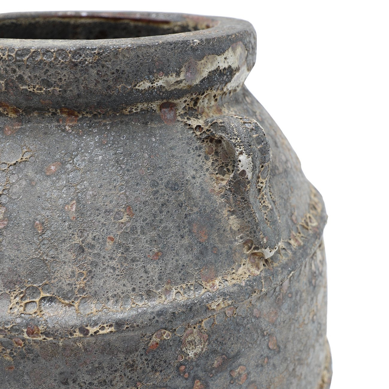 Domus Jar with Lugs - Lava Mottled Black - Large