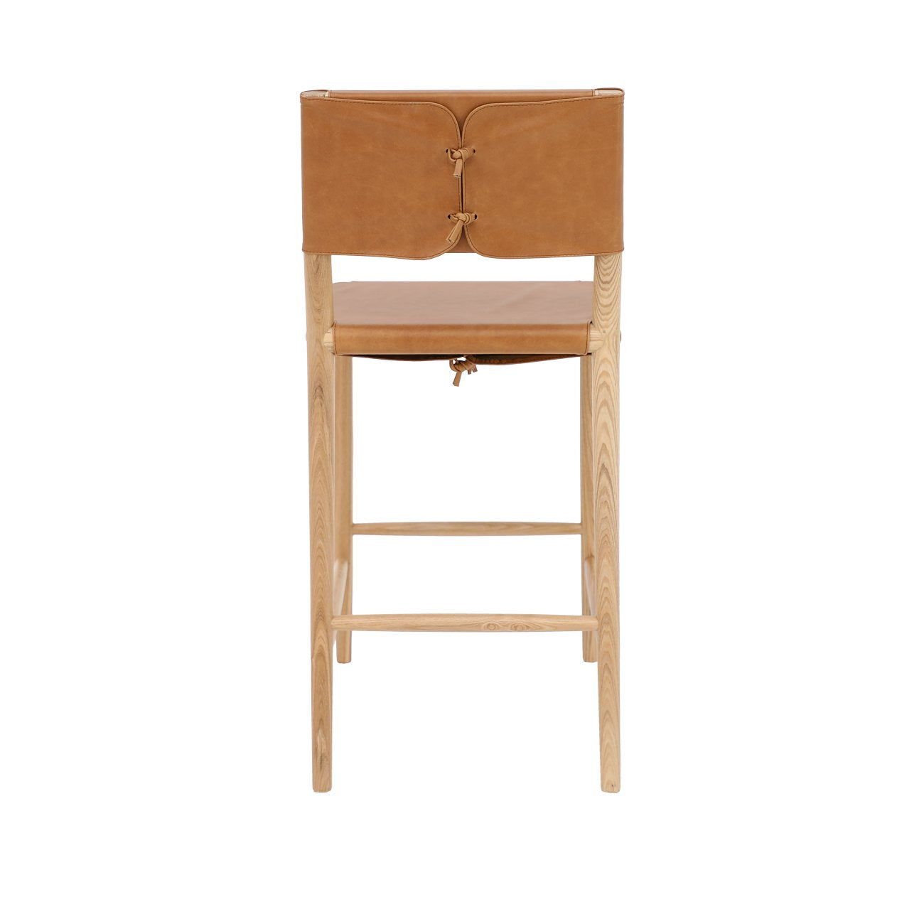 Brodie Leather Barstool with Ties - Tan
