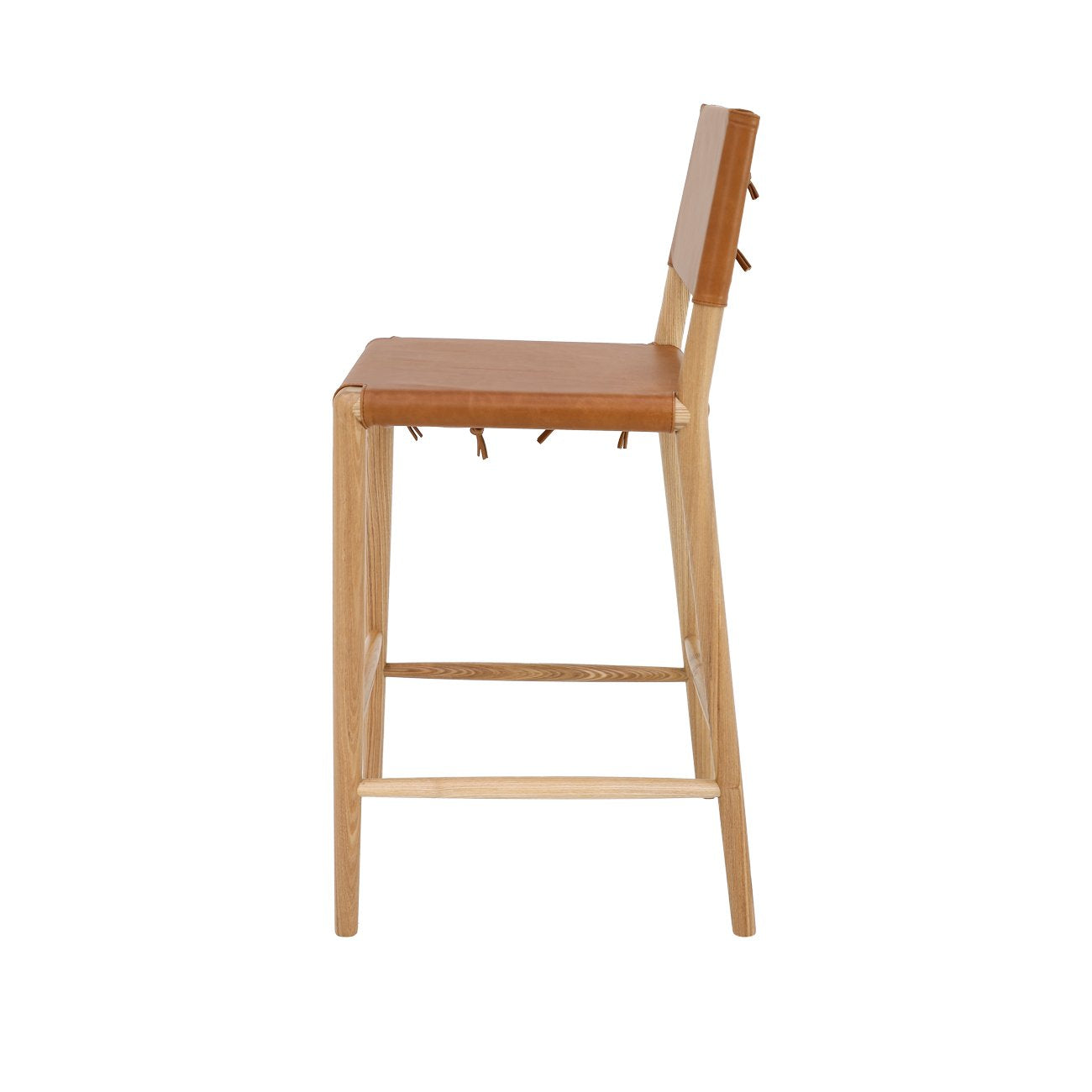 Brodie Leather Barstool with Ties - Tan