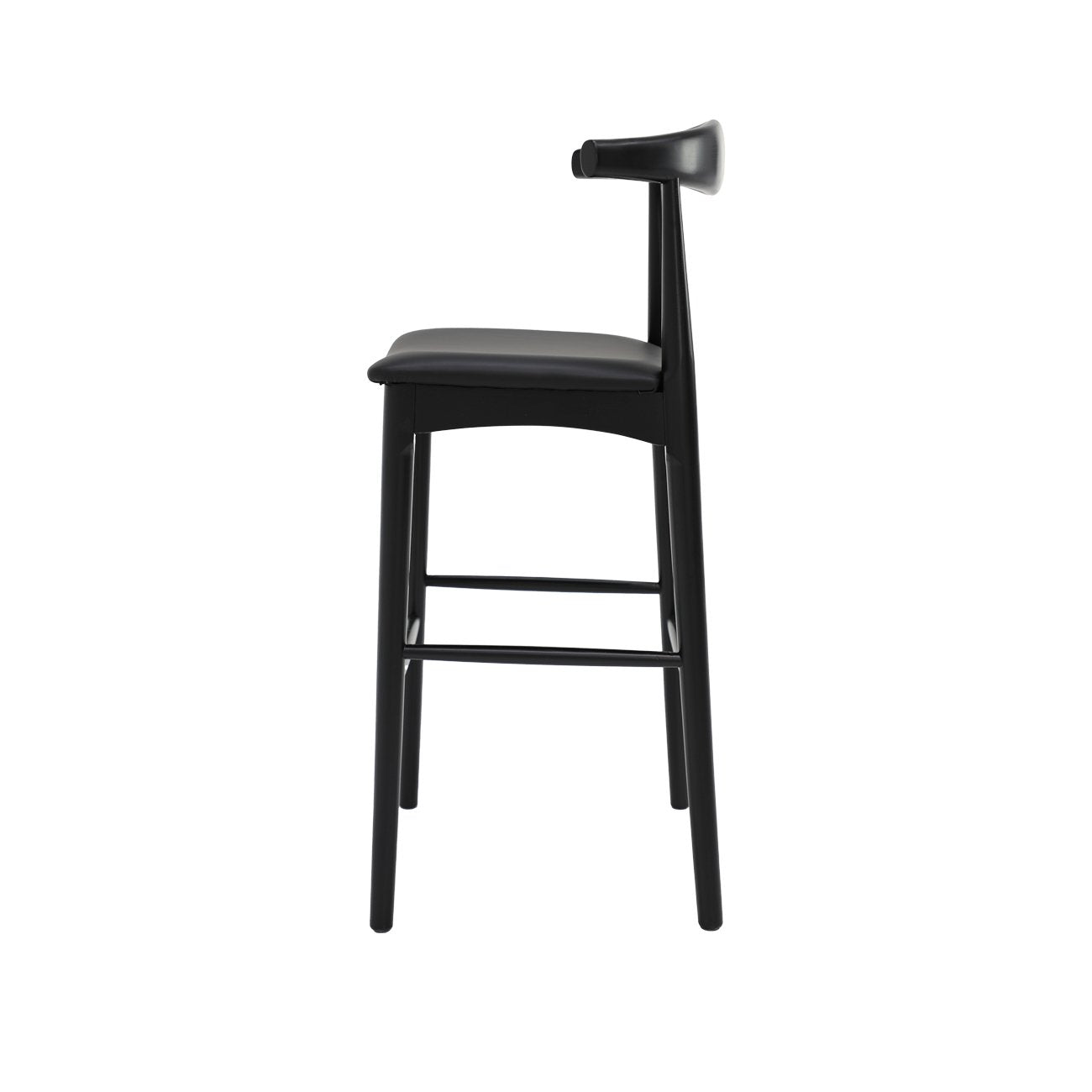 Bowen Barstool - 75cm - Black Frame / Black Leather