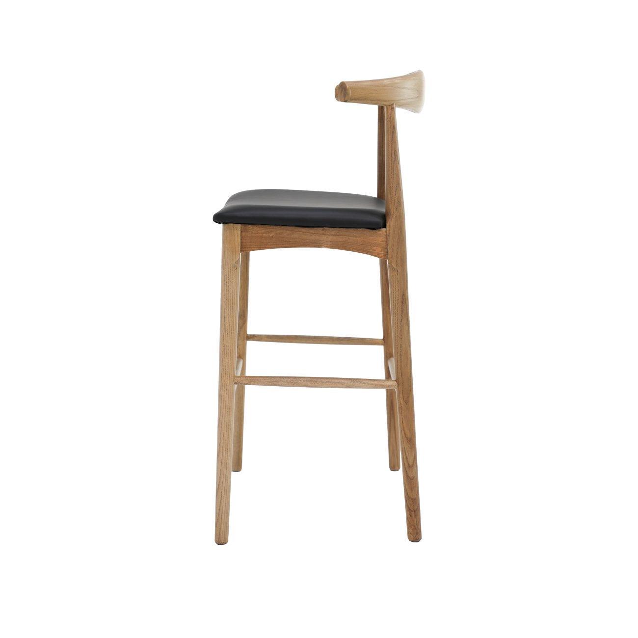 Bowen Barstool - 75cm - Natural Frame / Black Leather