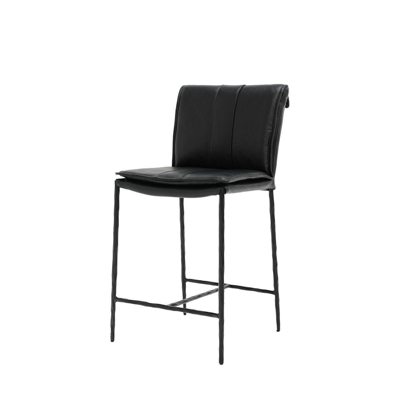 Foundry Leather Barstool - 65cm - Black