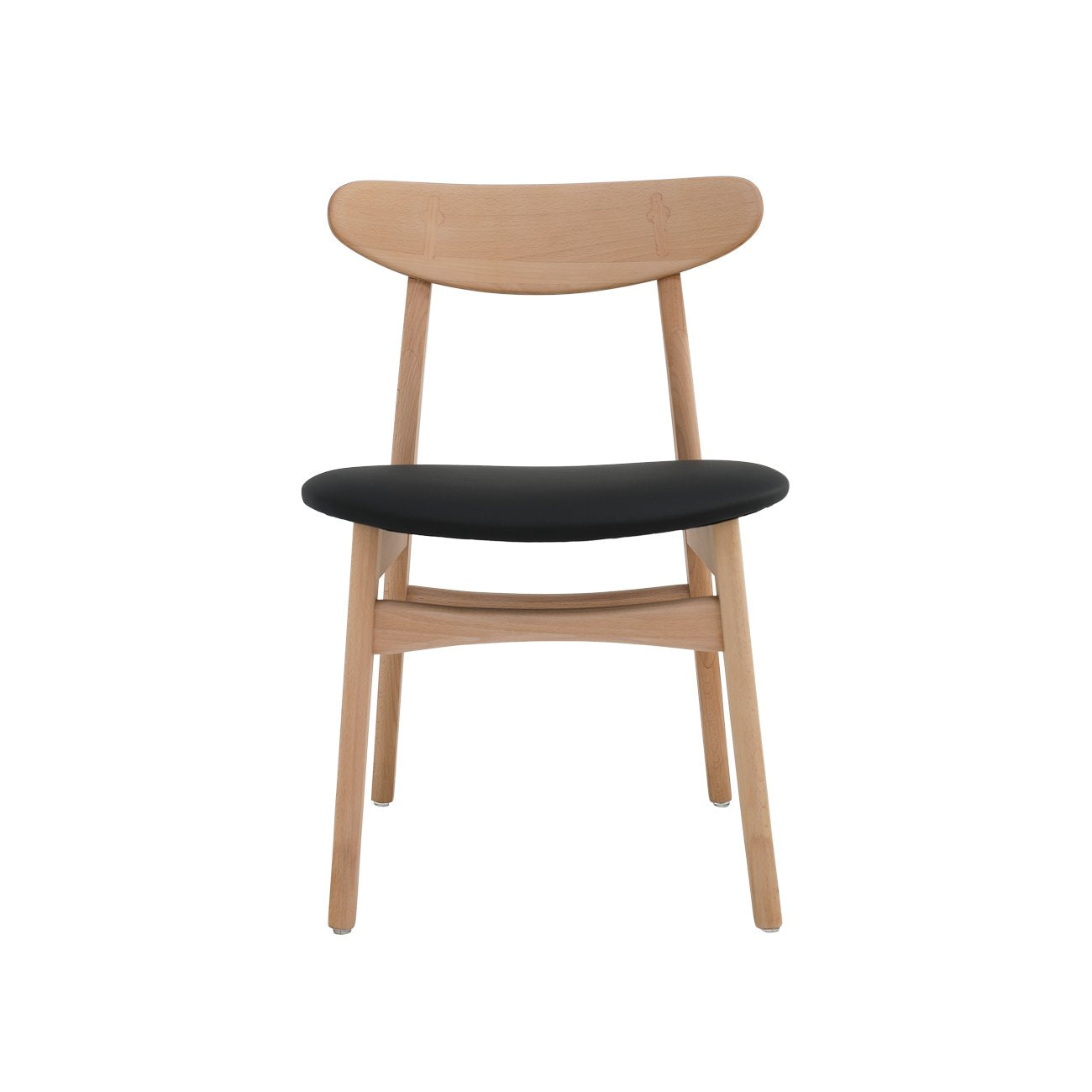 Alesund Dining Chair - Natural Beech / Black PU Leather
