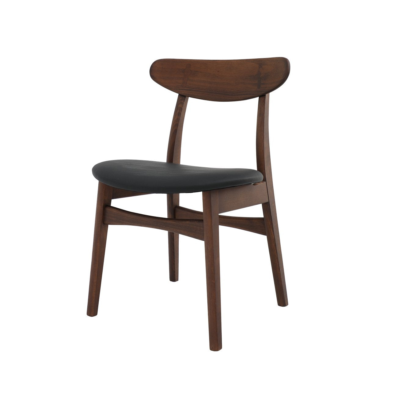 Alesund Dining Chair - Ash Walnut Frame / Black PU leather