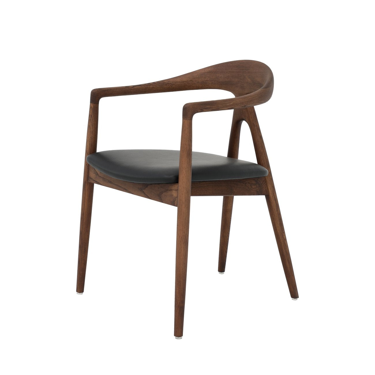 Bodo Dining Chair - Ash Walnut Frame / Black Leather
