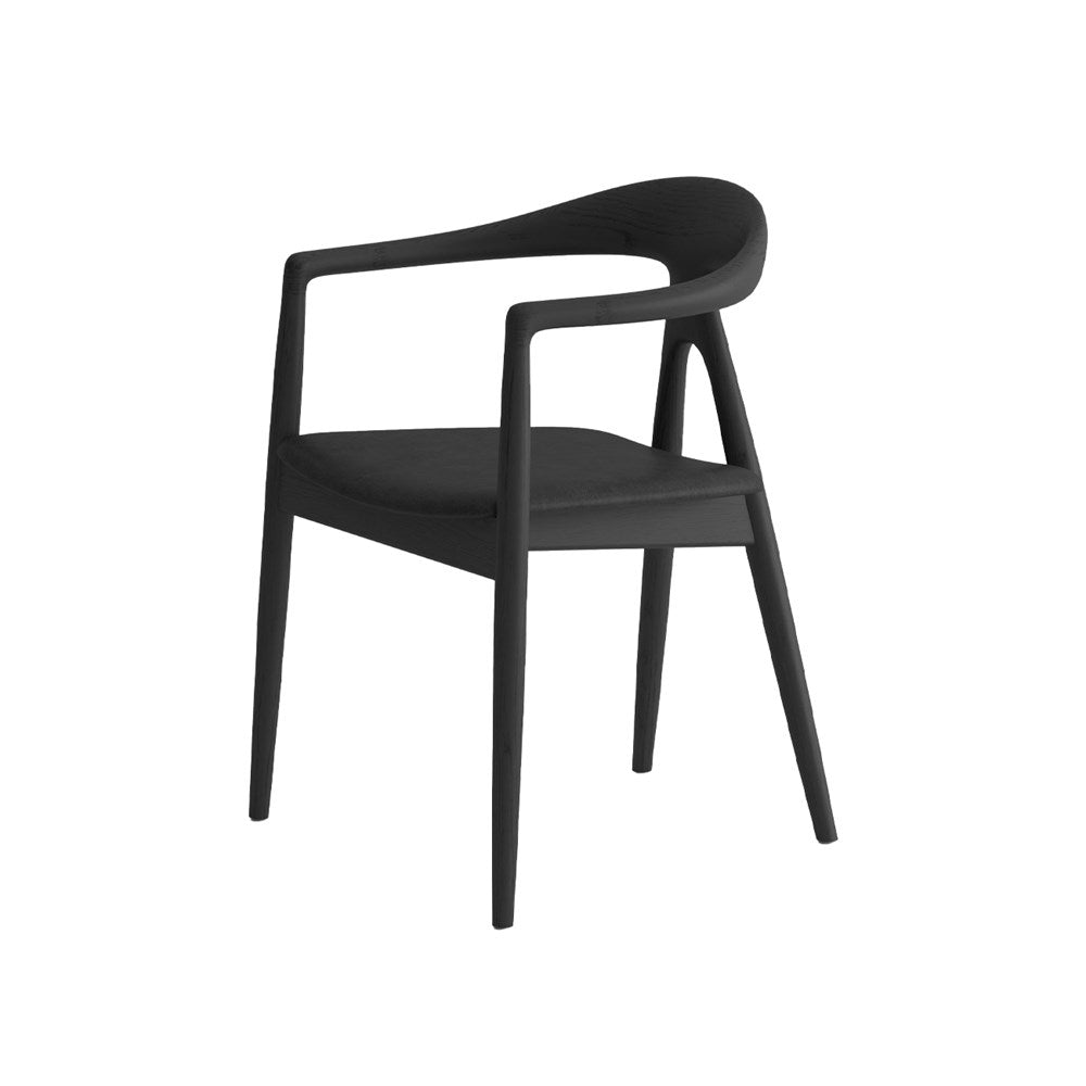 Bodo Dining Chair - Ash Black Frame / Black Leather