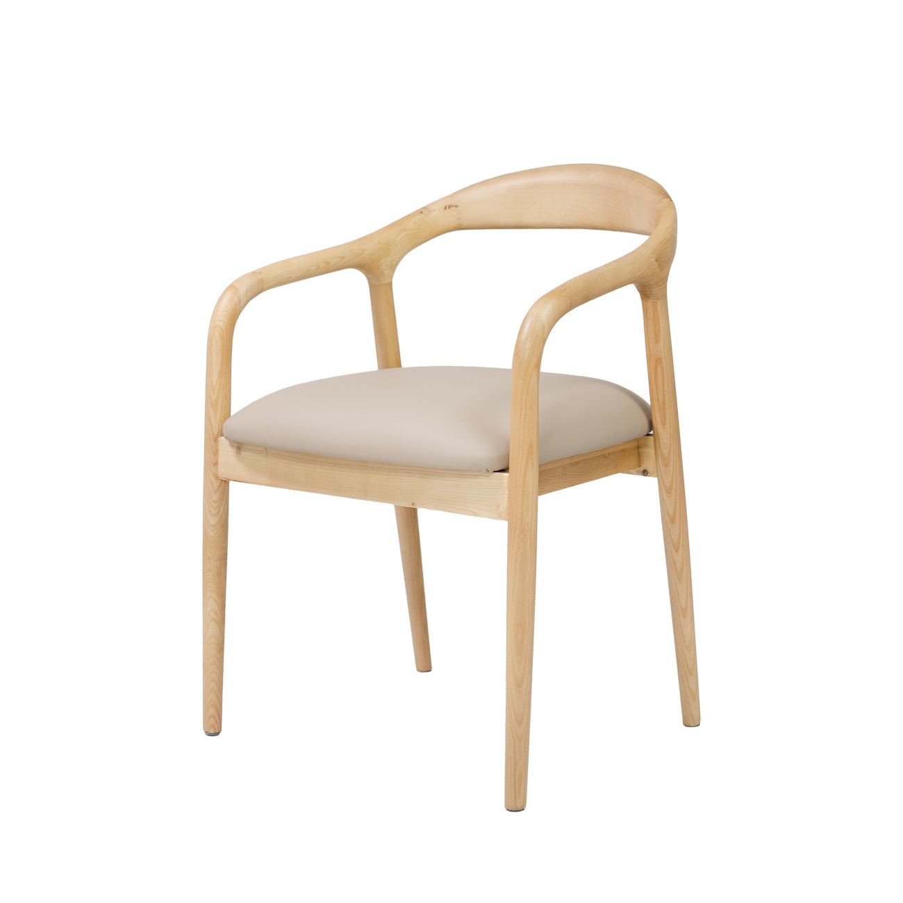 Maggie Dining Chair - Natural Frame / Beige Leather