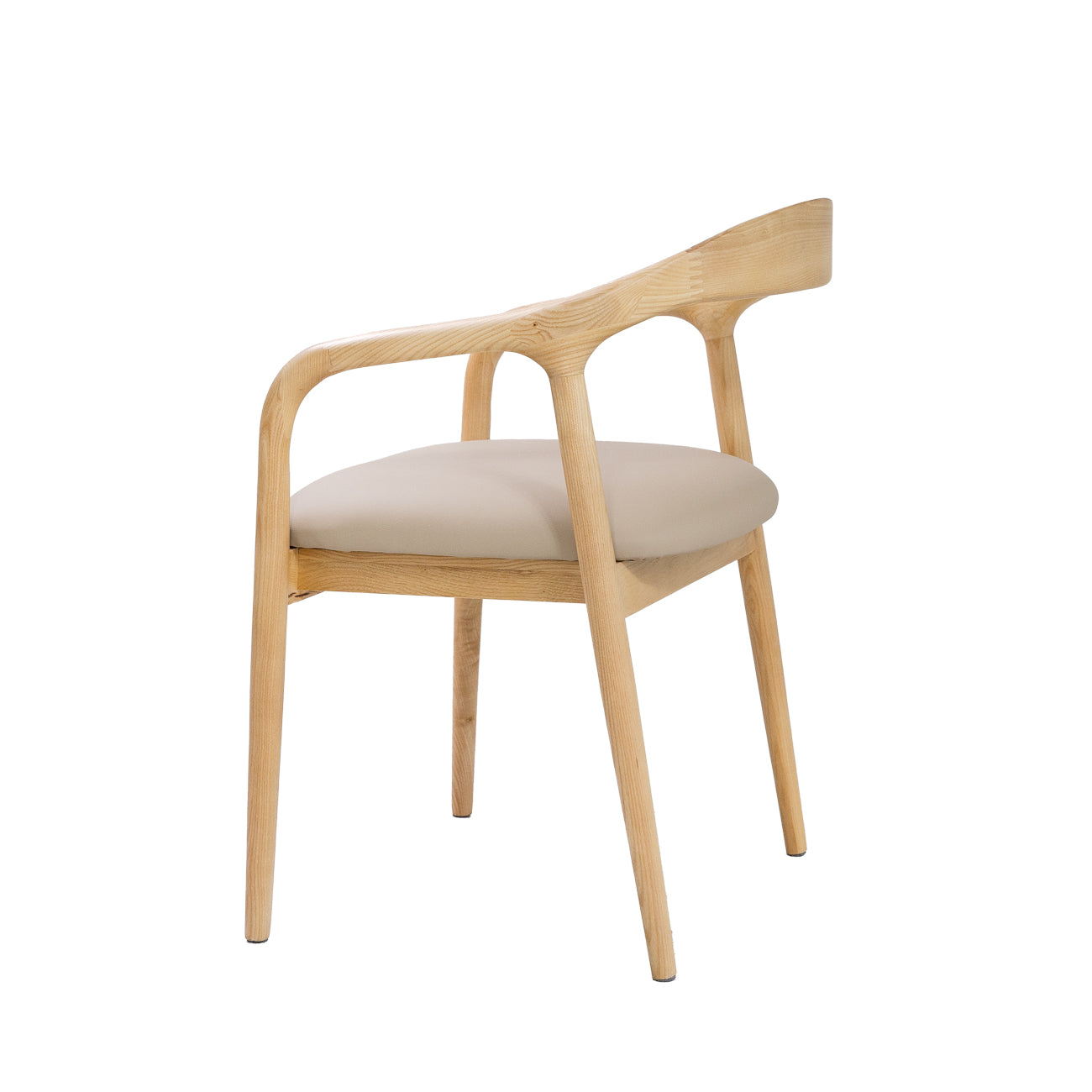 Maggie Dining Chair - Natural Frame / Beige Leather