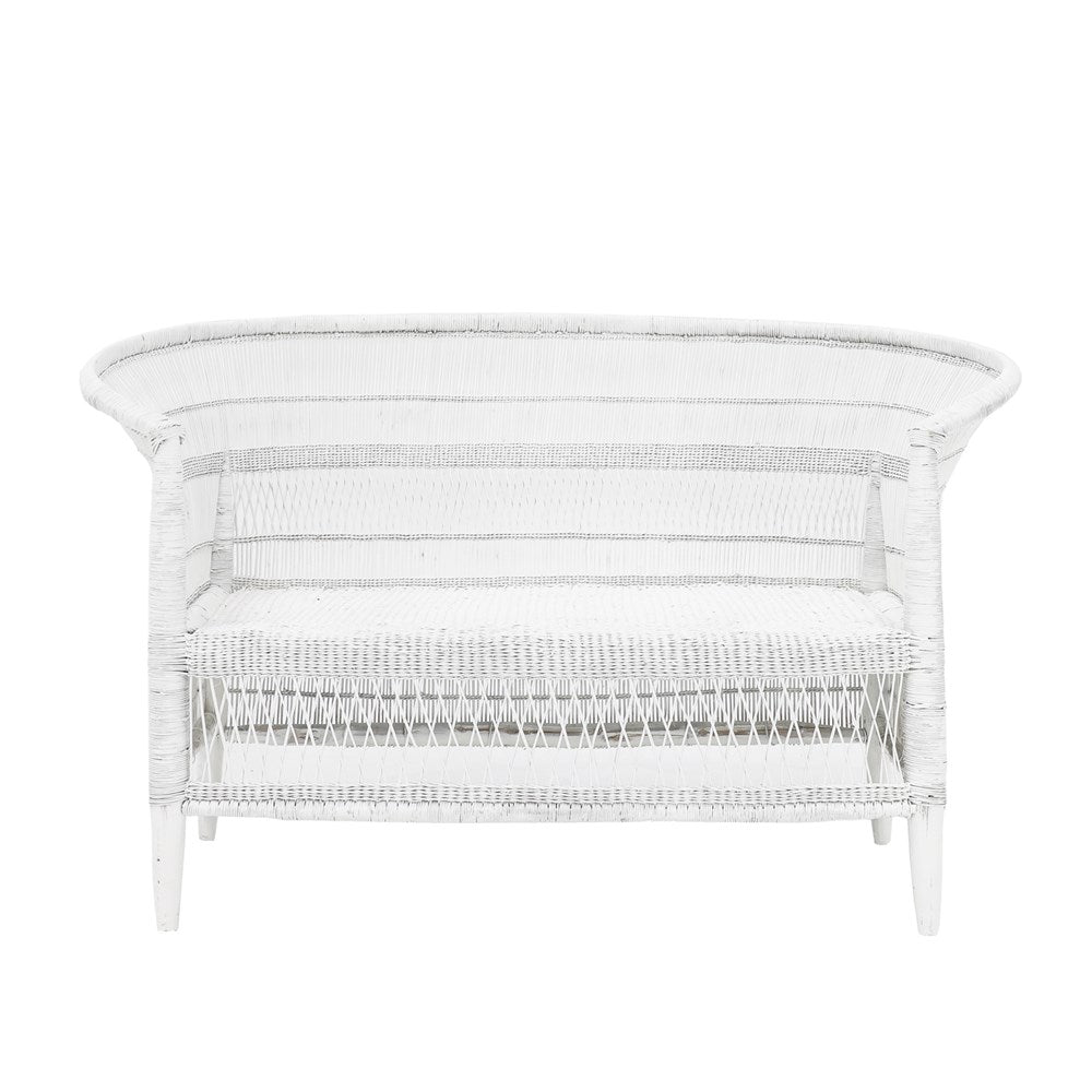 Malawi Cane Lounge Chair 2 Seater - White