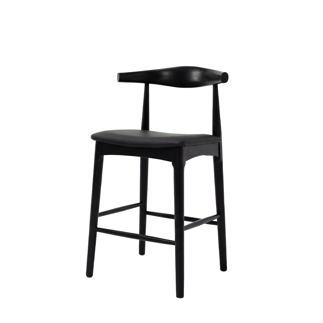 Bowen Barstool - 65cm - Black Frame / Black Leather