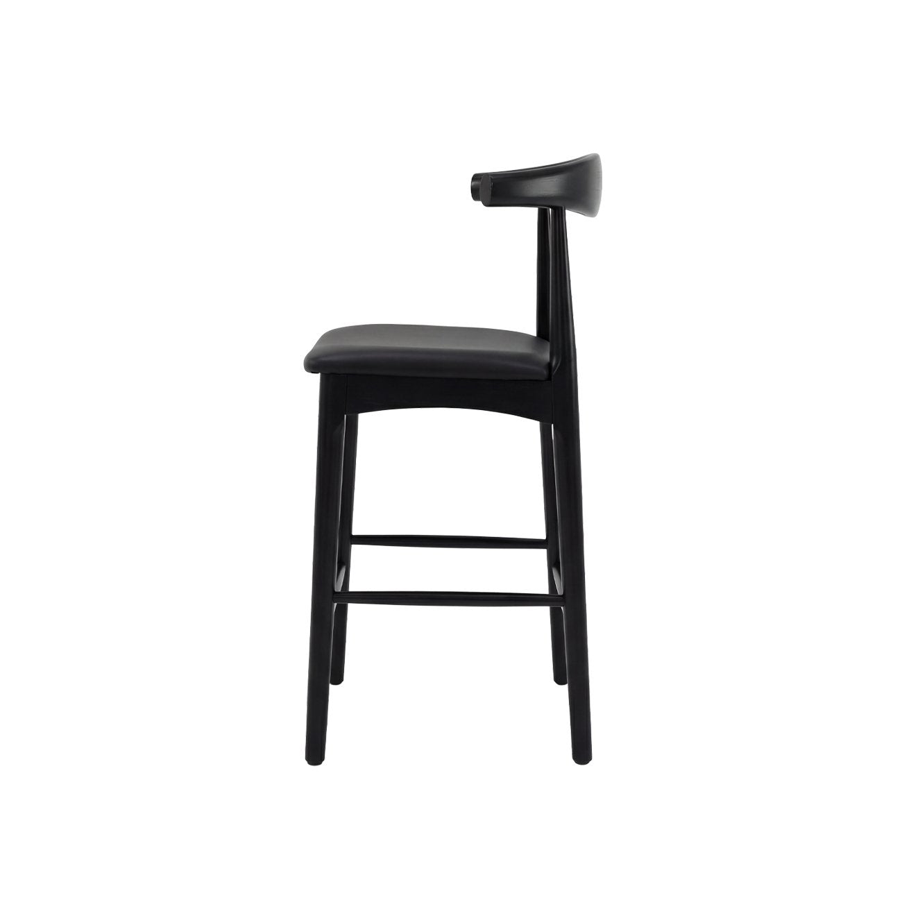 Bowen Barstool - 65cm - Black Frame / Black Leather