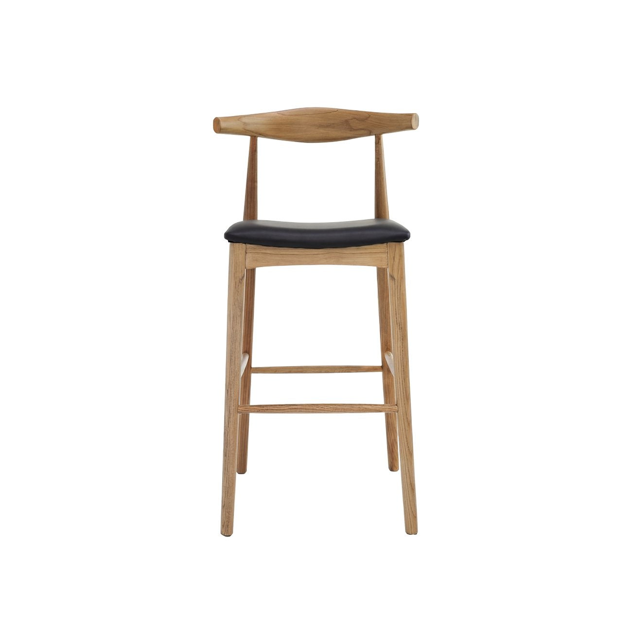 Bowen Barstool - 65cm - Natural Frame / Black Leather