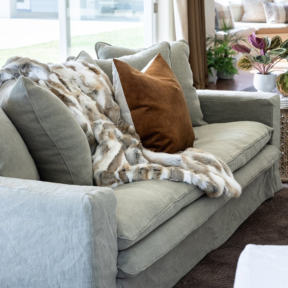 Keely Slipcover Sofa 3 Seater - Khaki