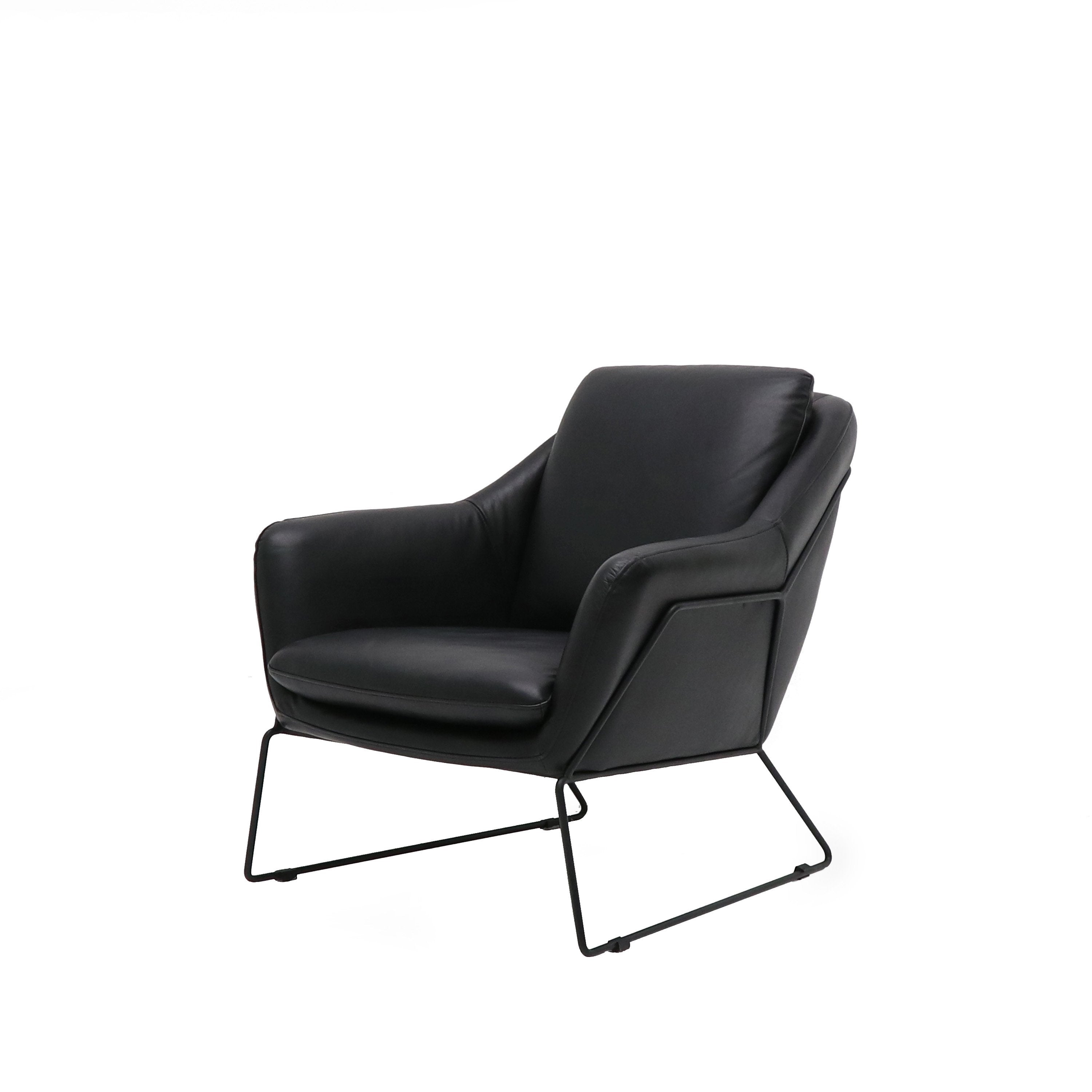 Workshop Leather Armchair - Aged Black