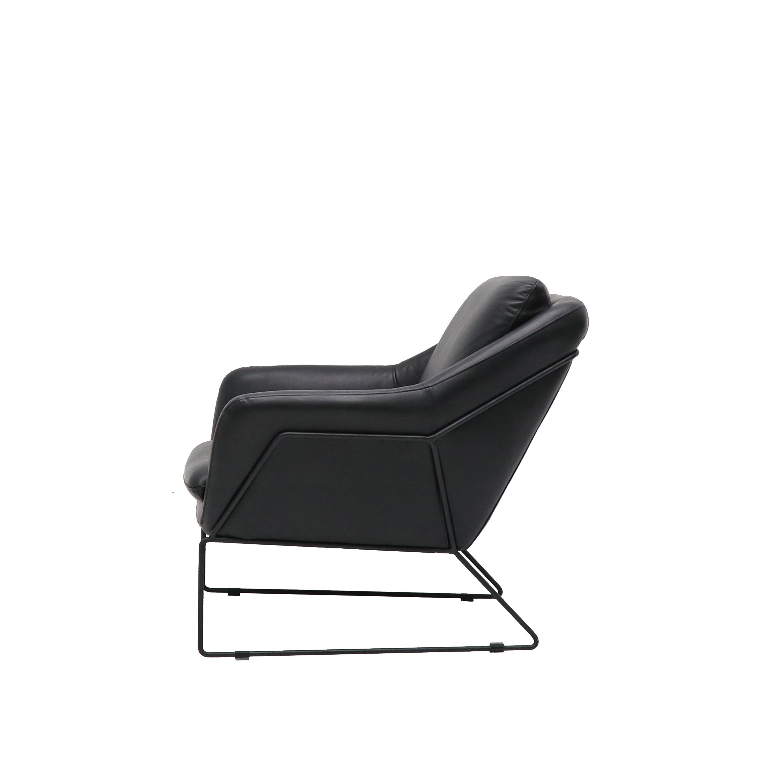 Workshop Leather Armchair - Aged Black