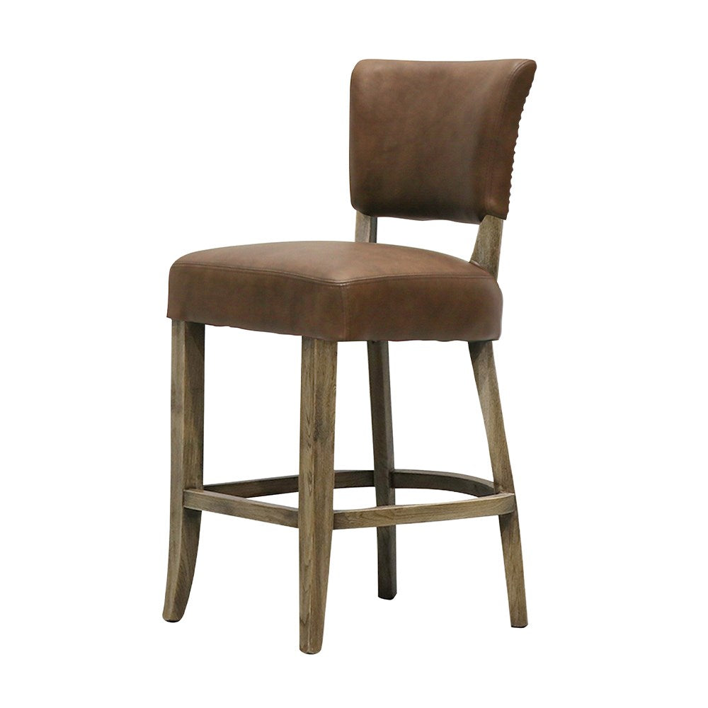 Crane Leather Barstool - Brown