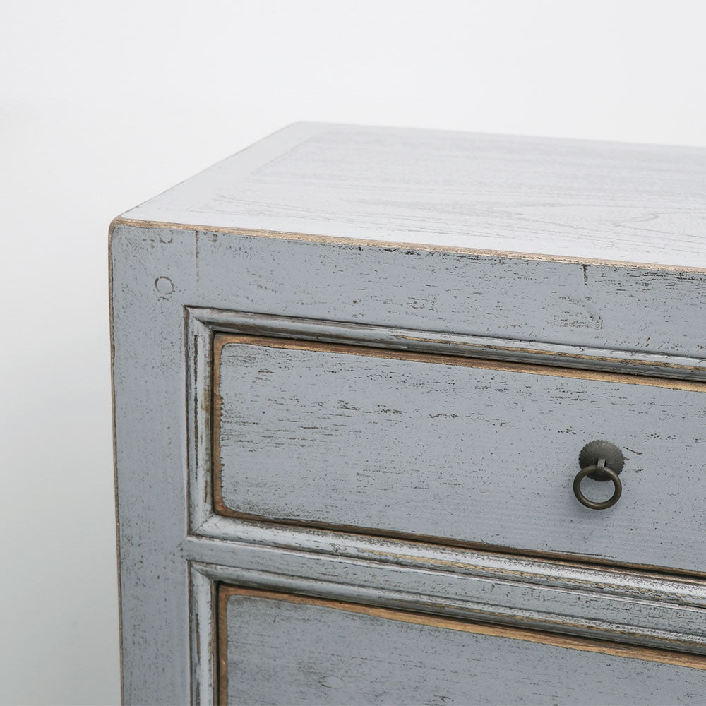 Oriental Painted Dresser 6 Drawer Vintage Grey