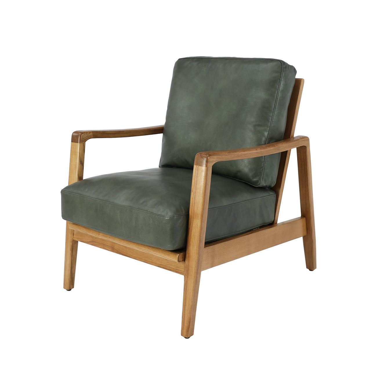 Reid Armchair - Green Leather