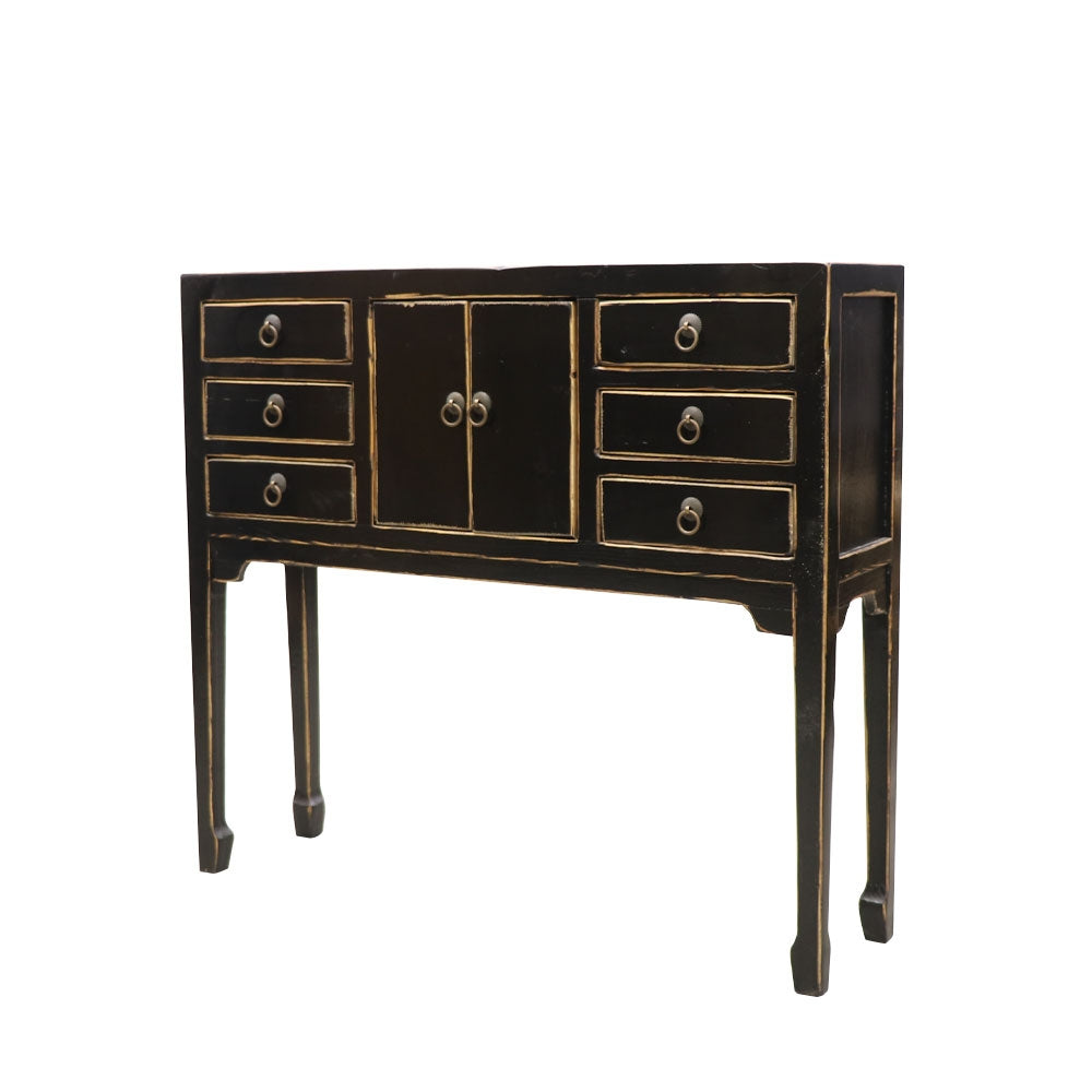 Oriental Painted Console - Petite, Vintage Black