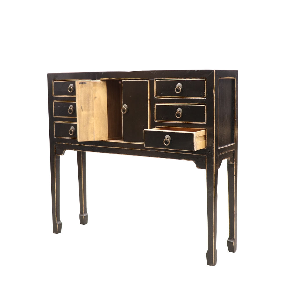 Oriental Painted Console - Petite, Vintage Black