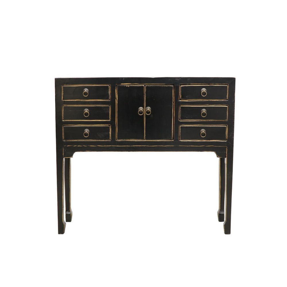 Oriental Painted Console - Petite, Vintage Black