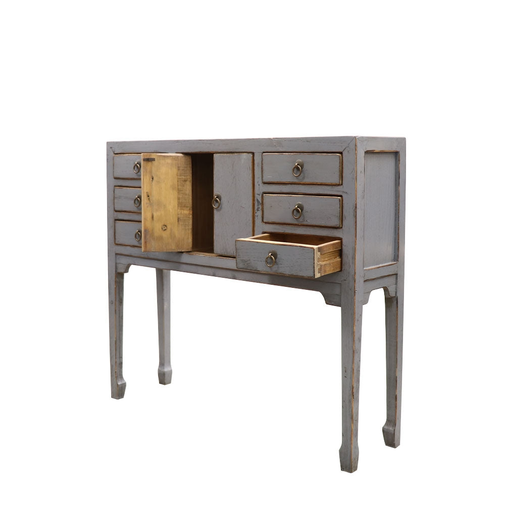 Oriental Painted Console - Petite, Vintage Grey
