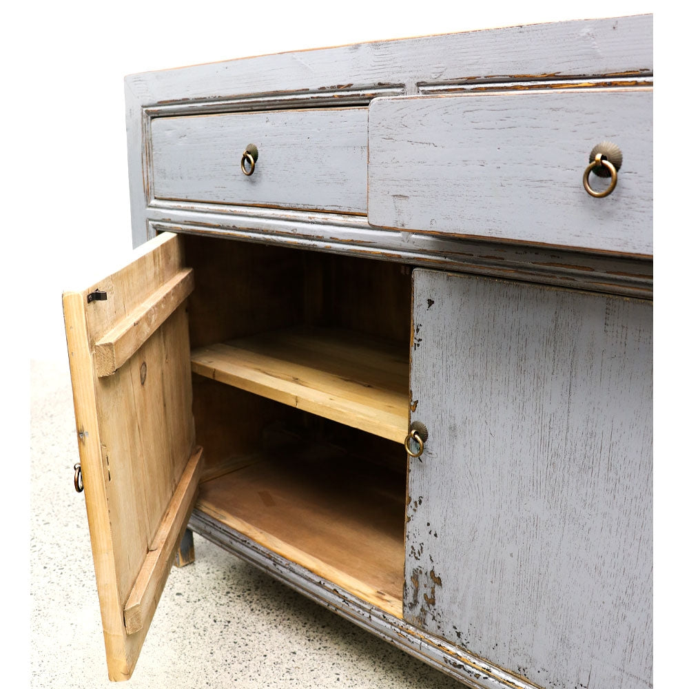 Oriental Painted 2 Door Sideboard - Vintage Grey